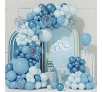 Kit Arco Palloncini Blu, 99pcs Kit Ghirlanda Arco Palloncini Blu Cielo con Palloncini Coriandoli Macaron Blu, Palloncino Compleanno Pastello Azzurro per Ragazzi Baby Shower,Decorazione Festa Battesimo
