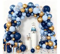 Kit Arco Palloncini Blu Marino e Oro,104 Kit Palloncini Azzurri Compleanno con Palloncini Coriandoli Oro, Arco Palloncini Blu per Decorazioni Compleanno Ragazzi Baby Shower La Laurea Matrimonio