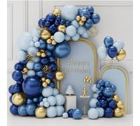 Kit Arco Palloncini Blu Oro, 105pcs Ghirlanda Palloncini Compleanno Blu Navy con Palloncini Oro, Arco Palloncini Azzurri per Decorazioni Compleanno Baby Shower Laurea Comunione Battesimo Bambino