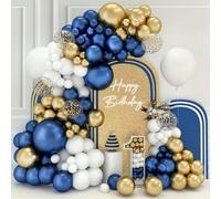 Kit Arco Palloncini Blu Oro, Palloncini Compleanno Blu Con Palloncini Oro Metallizzati Palloncini Bianchi Palloncini Azzurri,18 12 10 5 Pollici Palloncini Per Decorazioni Compleanno Battesimo Bimbo