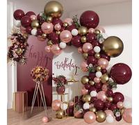 Kit Arco Palloncini Borgogna, 110 Pezzi Kit Ghirlanda palloncino Oro Rosso Vino Bianco Rosa con Palloncini Coriandoli, Decorazioni Feste per Matrimonio, Fidanzamento, Anniversario, Compleanno