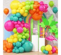 Kit Arco Palloncini Hawaii Tropicale Pool, 110 Pezzi Ghirlanda Palloncini Compleanno Blu Rosso Arancione Verde Giallo per Festa Estiva Decorazioni in Spiaggia, Ballon Piscina Party, Baby Shower