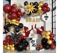 Kit Arco Palloncini Laurea Bordeaux e Oro Ghirlanda Palloncini Marrone Nero Oro Bianco Sabbia Palloncini con Stella Foil per 2026 Congrats Laurea Pensionamento Compleanno Ballo Fine Anno Decorazioni