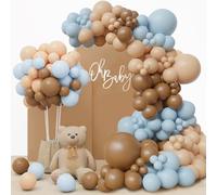 Kit Arco Palloncini marroni blu, 147 pezzi nudo caffè Pastello blu Boho neutro palloncini ghirlanda, Baby Shower decorazioni per ragazzi sesso rivelare compleanno matrimonio decorazione