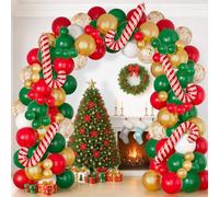 Kit Arco Palloncini Natale - 116 Pezzi Ghirlanda Natalizia con Palloncini Rossi Verdi Oro Bianchi e Candy Cane, Palloncino di Spargiamo Oro per Addobbi Natalizi, Decorazioni di Natale, Christmas Party