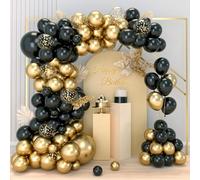 Kit Arco Palloncini Neri e Oro, Arco Ghirlanda Palloncini Oro e Nero con Palloncini Coriandoli, Arco Palloncino Oro e Nero per Uomini Compleanno, Matrimonio, Capodanno, Laurea