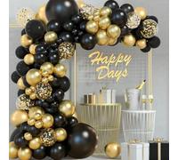 Kit Arco Palloncini Oro e Nero,111pcs Ghirlanda Palloncini Compleanno Neri Oro con Palloncino Coriandoli Dorati per Uomini Ragazzo Feste di Compleanno Capodanno Newyear Palloncini Laurea Pensionamenti