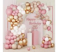 Kit Arco Palloncini Oro Rosa, 103 Palloncini Compleanno Rosa Albicocca con Palloncini Dorati Palloncini Bianchi, Ghirlanda Palloncini Rosa Antico per Decorazioni Compleanni Baby Shower Battesimo Bimba