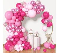 Kit Arco Palloncini Rosa, 114pcs Palloncini Macaron e Metallizzati Rosa, Kit Arco Festa Compleanno Bambina Comunione Birthday Girl Addobbi Per Prima Comunione Battesimo Bimba Baby Shower