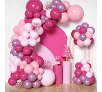 Kit Arco Palloncini Rosa 147 pezzi Rose Oro Palloncini Ghirlanda Decorazione Rosa Calda Palloncini per Festa Baby Shower Nuziali Anniversario Forniture Decorazioni
