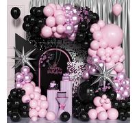 Kit Arco Palloncini Rosa Nero, 120 Pezzi 5 10 12 18 Pollici Ghirlanda Palloncini Rosa Nero per Ragazze Donne Festa di Compleanno Anniversario Decor di Nozze