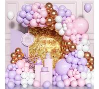 Kit Arco Palloncini Rosa Viola, 137 Pezzi 5 10 12 18 Pollici Ghirlanda Palloncini Rosa Pastello Viola con Palloncino Oro Rosa per Ragazze Donne Compleanno Decor Festa Nuziale Baby Shower