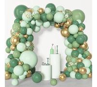 Kit Arco Palloncini Verde Salvia, 110 Pezzi Kit Ghirlanda Palloncini Verdi Oro con Palloncini Verde Oro Coriandoli per Matrimonio Compleanno Baby Shower Laurea Decorazioni Festa Safari Giungla