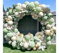 Kit Arco Palloncini Verde Salvia, 110 Pezzi Palloncini Compleanno con Palloncini Verdi e Oro, Arco per Palloncini per Decorazioni Compleanno Baby Shower, Matrimonio, Allestimento Battesimo Bimba