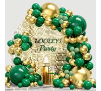 Kit Arco Palloncini Verdi Oro, 128 Pz Kit Palloncini Compleanno Verde Scuro Oro, Ghirlanda Palloncini Per Decorazioni Compleanno Matrimonio Comunione Battesimo Bambino Jungle Safari Dinosauro