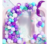 Kit Arco Palloncini Viola Sirena, 115 pezzi Blu Verde Acqua Coda Sirena Ghirlanda Palloncini Metallico Pastello Con Stella Per Ragazza Bambina Tema Sirena Compleanno Decorazioni Feste Sotto Il Mare