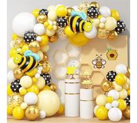 Kit Arco Palloncino Compleanno, 101 Pezzi Ape Palloncini Compleanno Bambina, Bianco e Oro Compleanno Palloncino Foil per Bambini Decorazione Compleanno Baby Shower