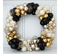 Kit Arco Palloncino Compleanno Oro Nero, 152 Kit Arco Palloncino Beige Argento Oro Nero con Coriandoli Oro,Arco Palloncino Oro Nero per Compleanno Decorazione Matrimonio Battesimo Laurea Pensionamento