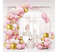 Kit Arco Palloncino Rosa, 128 Pezzi 10 12 Pollici Palloncini Rosa Bianchi e Oro, Coriandoli Palloncini, Palloncini Rosa Pastello Per Feste, Addobbi Matrimonio, Baby Shower Feste Decorazioni