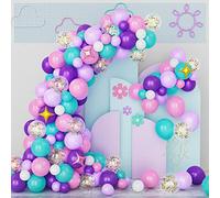 Kit Arco Palloncino Rosa Viola, 132 Pezzi Palloncino Rosa Viola Bianco Verde Acqua Blu con Palloncino Stella, Kit Ghirlanda Palloncino Coriandoli per Festa Compleanno Unicorno Baby Shower Decorazioni