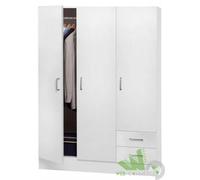 KIT ARMADIO 3 ANTE BATTENTI SPORTELLI +2 CASSETTI CAMERA 120X50X170H CM BIANCO