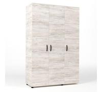 Kit Armadio Moderno Grande in Legno con 3 Ante 4 Ripiani Asta cm 120x52x205H