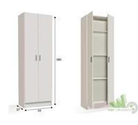 Kit armadio 2 ante 3 ripiani multiuso 59x37xh180 cm