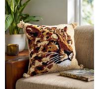 Kit Artigianale A Gancio Per Cuscino A Gancio Cartone Animato Animale Leopardo Kit Fai Da Te Con Gancio Per Cuscino,Decorazione Per La Casa,Kits Per Cuscini Ricamati,Set Per Ricamo Per Pri 43x43cm