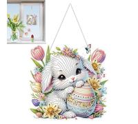 Kit Artistico Con Gemme Di Pasqua: Arte Con Gemme Di Pasqua Da Appendere, Ciondoli Con Finestra Con Uovo Di Coniglio In Pietra Acrilico | Decorazione Da Parete Per Il Soggiorno A Casa, Ornamento Per
