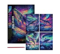 Kit Artistico Da Grattare Nottilucenti - Set Da 4 Pezzi Che Si Illuminano Al Buio, 21x28,5 Cm, Con Penna, Attività Creative E Artigianali | Giocattolo Da Disegno Rilassante Per Bambini, Adolescenti, A