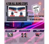 Kit Assistente Manovra Angolo Cieco 4 Telecamere Monitor Avvisatori Per Camion