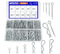 Kit assortimento di coppiglie e pin a R da 458 pezzi disponibili in 10 misure Perno di bloccaggio Perno diviso Clip per trattore Perno di ancoraggio meccanico in carbonio