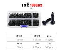 Kit assortimento di microviti in acciaio nero - 300-2010 pezzi Viti autofilettanti a testa tonda for lavorazione del legno di precisione (misure da M1 a M4)(Set E 1000pcs)