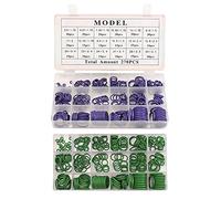Kit assortimento O-ring in gomma compatibile con sistemi di climatizzazione per auto R134A - Set di rondelle di tenuta da 270 pezzi con custodia - Temperatura nominale da negativa (Verde)