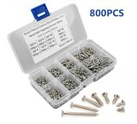 Kit Assortimento Viti Autofilettanti 800pz Acciaio Nichelato Lunghezze M2