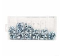 Kit assortito di 110 pezzi di ingrassatori in zinco per moto e macchinari industriali con capezzoli dritti, angolati a 45 gradi e 90 gradi e organizer per riporre oggetti