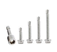 Kit assortito di 113 viti autofilettanti M4.8 a testa esagonale, in acciaio inox 410, viti autofilettanti con esagono incassato per metallo, legno, PVC, cartongesso, targa (16/25/38/50 mm)