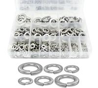 Kit assortito di 180 rondelle di bloccaggio a molla, in acciaio inox, DIN 127, forma B, in scatola compatta, per uso professionale e fai da te, M2/M2.5/M3/M4/M5/M6/M8/M10