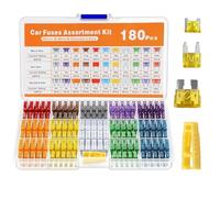 Kit assortito di fusibili a lama per auto, 180 pezzi, micro 60 mini x 60 fusibili standard per auto, estrattore e scatola da 2 Amp, 3 A, 5 A, 7,5 A, 10 A, 15 A, 20 A, 25 A, 30 A, 35 A, 40 A, per moto