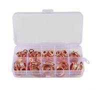 Kit assortito di guarnizioni piatte in rame con scatola per pozzetto da 50, 100 o 120 pezzi con elevata resistenza al calore e proprietà di resistenza all'usura (foglio di alluminio da 280 pezzi)