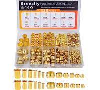 Kit assortito di raccordi a compressione, 6 misure (1/8", 3/16", 1/4", 5/16", 3/8", 1/2"), boccole e inserti in ottone, utilizzati per collegare linee per aria, acqua, carburante, olio e gas inerti