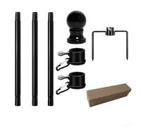 Kit asta per bandiera in acciaio inox con anelli anti-avvolgimento a 360 gradi, altezza regolabile da 1,3 a 2,8 m, adatta per bandiere da 7,8 x 0,9 m, 0,9 x 1,5 m, 1,2 x 1,8 m, per casa, giardino