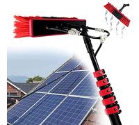 Kit asta telescopica con spazzola alimentata ad acqua per pulizia professionale di pannelli solari e esterni