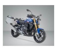 Sistema di valigie in alluminio SW-Motech TRAX ADV - Argento. 45/45 l. BMW R 1200 R/RS, R 1250 R/RS.