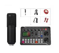 Kit Attrezzatura Podcast Mixer professionale for interfaccia audio DJ, studio di produzione podcast portatile ALL-IN-ONE con microfono XLR for lo streaming live(Sound Card and Mic)