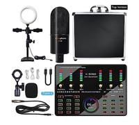 Kit Attrezzatura Podcast Professional Audio V8 Sound Card Set Mic Studio Microfono a condensatore for la registrazione di podcast Live Streaming(Top Version)