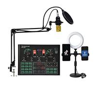 Kit Attrezzatura Podcast Professional Audio V8 Sound Card Set Mic Studio Microfono a condensatore for la registrazione di podcast Live Streaming(V9X PRO Full Set-01)
