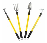 Kit Attrezzi da Giardino Vanga Pala Forca Rastrello Diserbante Maniglie Esten...