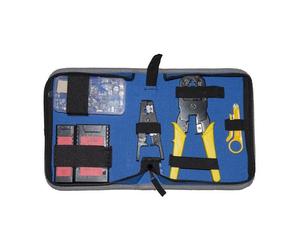 KIT ATTREZZI LINK per RETI CON TESTER, PINZA SPELAFILI, 4, 6, 8 POLI ATTR. PER I