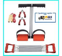 KIT ATTREZZO MOLLA PALESTRA ESTENSORE 4 MOLLE ALLENA MANI MUSCOLI CORDA FITNESS